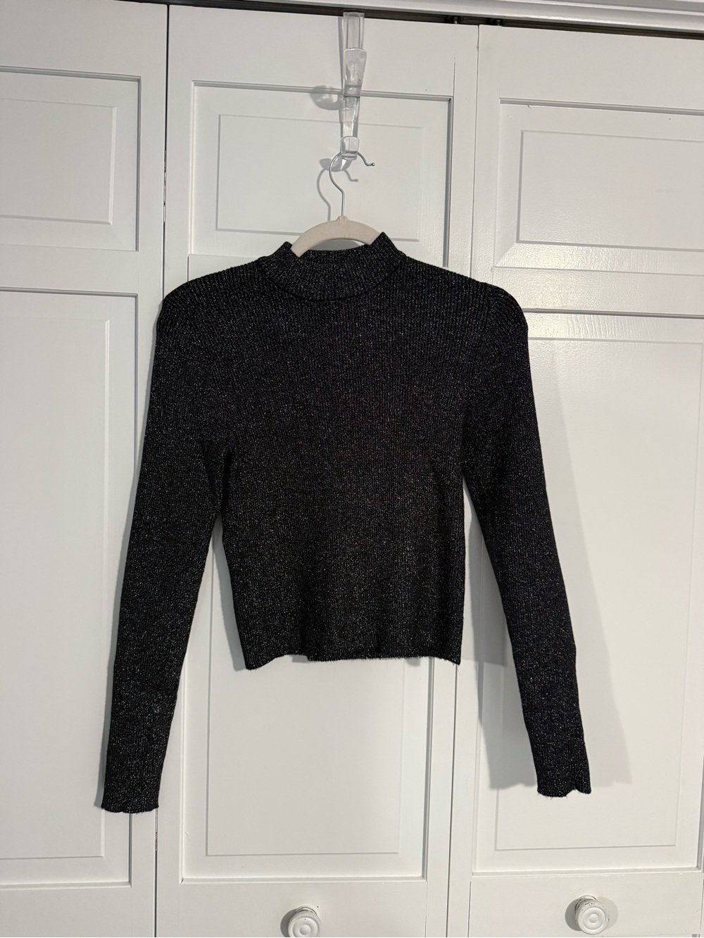 House of Harlow 1960 Black Sparkle Mock Neck Sweater
